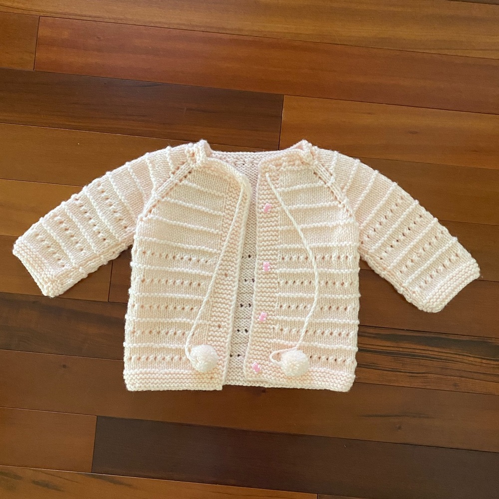 [Handmade] Girls Light Pink Wool Cardigan